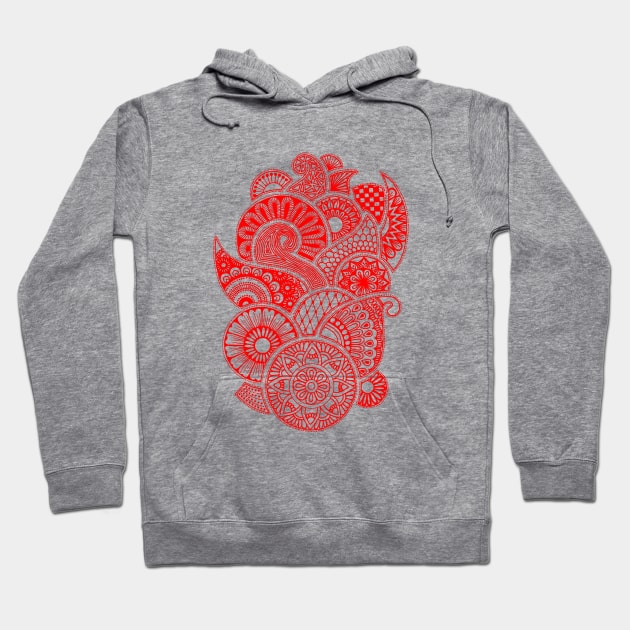 Abstract Mandala design (red on white) Hoodie by calenbundalas